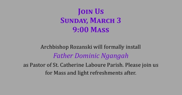 Fr. Dominic's Pastoral Installation - All Are Invited