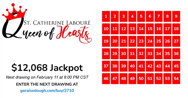 Queen of Hearts Jackpot at $12,068 and Growing - buy your tickets today