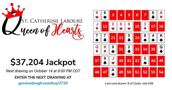 QUEEN OF HEARTS is at $37,207 - Get your ticket today for tonight's drawing!