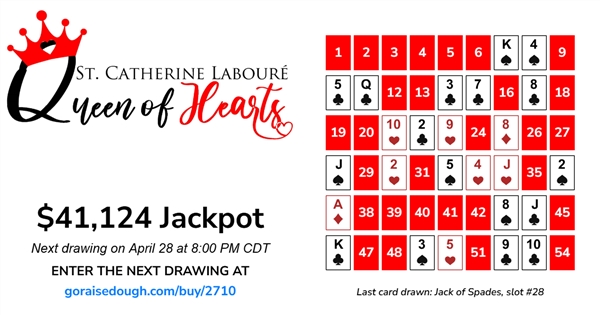 PURCHASE YOUR QUEEN OF HEARTS TICKET TODAY - DRAWING 8PM Tuesday