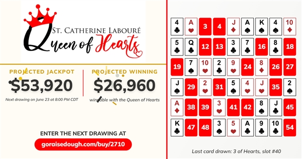 PURCHASE YOUR QUEEN OF HEARTS TICKET TODAY - DRAWING 8PM Tuesday