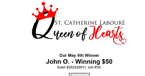 QUEEN OF HEARTS DRAWING TUESDAY AT 8pm